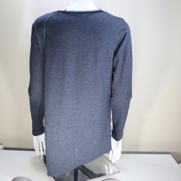 Simply Vera Vera Wang Blue Grey Asymmetrical Shirt, Size Medium - Picture 3 of 9